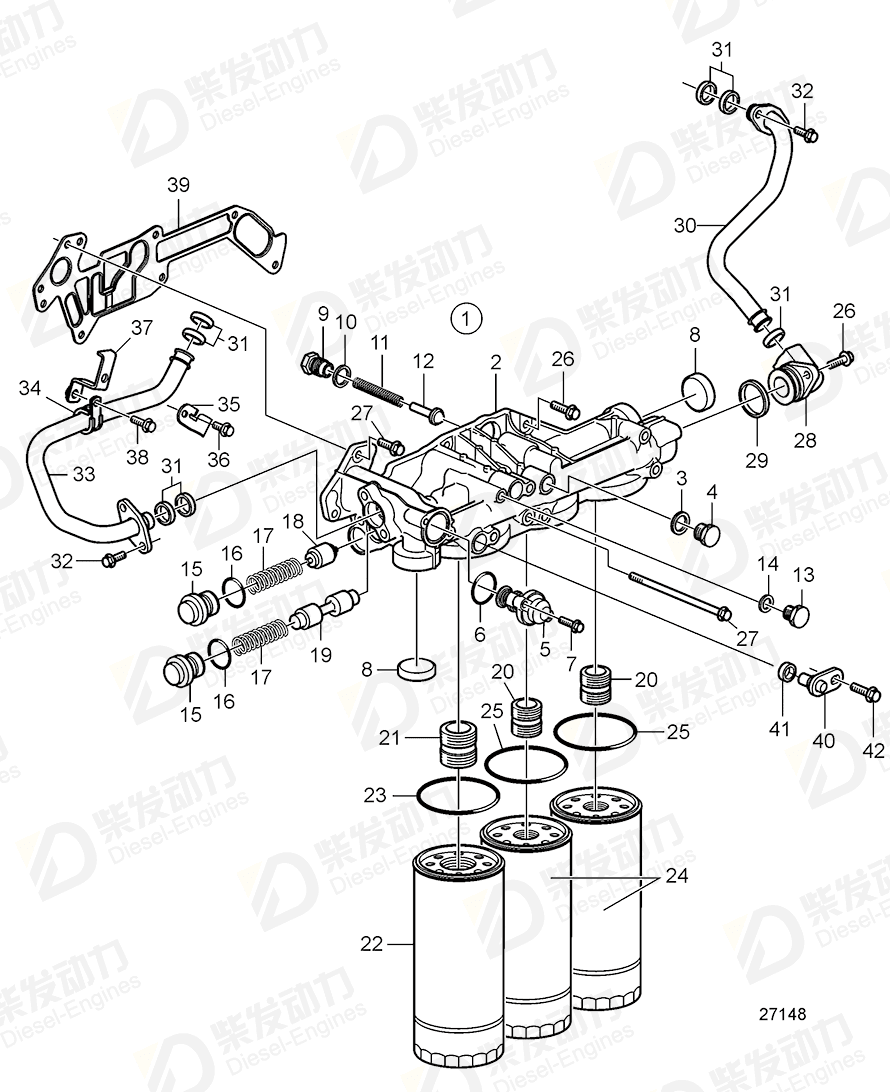 VOLVO Oil filter 21632664 Drawing